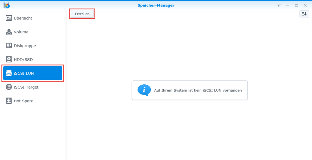 Neues iSCSI LUN