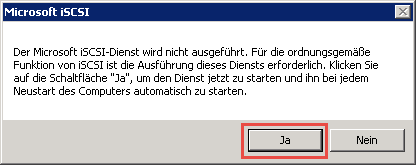 iSCSI wurde noch nie gestartet