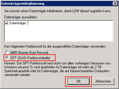 Initialisieren als GPT